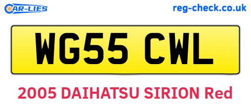 WG55CWL are the vehicle registration plates.