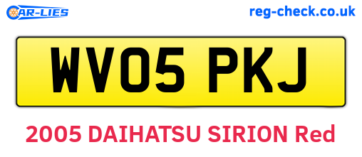WV05PKJ are the vehicle registration plates.