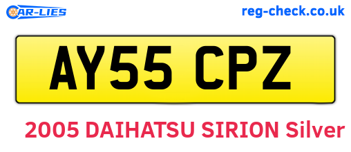 AY55CPZ are the vehicle registration plates.