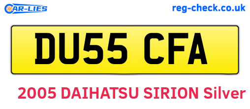 DU55CFA are the vehicle registration plates.