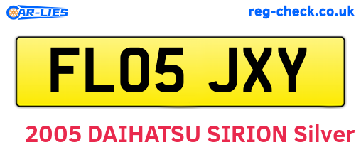FL05JXY are the vehicle registration plates.