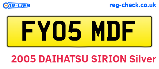 FY05MDF are the vehicle registration plates.