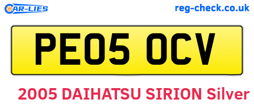 PE05OCV are the vehicle registration plates.