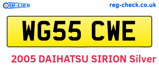 WG55CWE are the vehicle registration plates.
