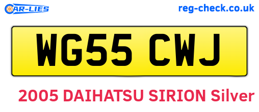 WG55CWJ are the vehicle registration plates.