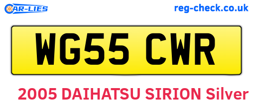 WG55CWR are the vehicle registration plates.