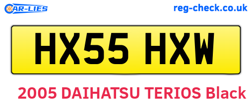 HX55HXW are the vehicle registration plates.