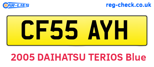 CF55AYH are the vehicle registration plates.