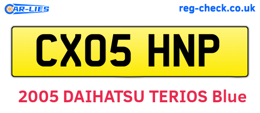 CX05HNP are the vehicle registration plates.