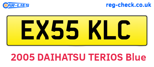 EX55KLC are the vehicle registration plates.