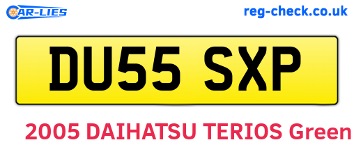 DU55SXP are the vehicle registration plates.