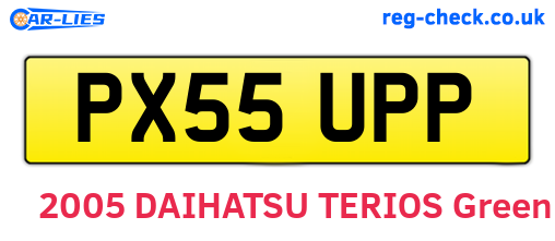 PX55UPP are the vehicle registration plates.