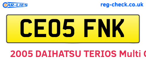 CE05FNK are the vehicle registration plates.