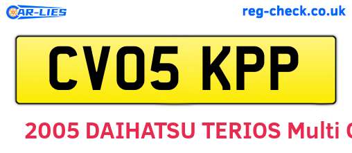 CV05KPP are the vehicle registration plates.