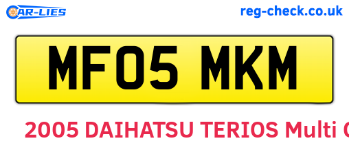 MF05MKM are the vehicle registration plates.