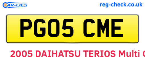 PG05CME are the vehicle registration plates.