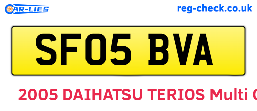 SF05BVA are the vehicle registration plates.