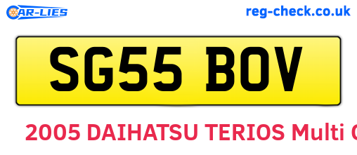 SG55BOV are the vehicle registration plates.
