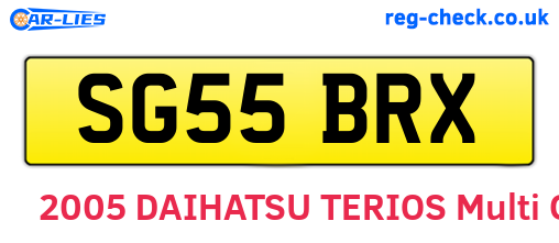 SG55BRX are the vehicle registration plates.
