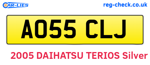 AO55CLJ are the vehicle registration plates.