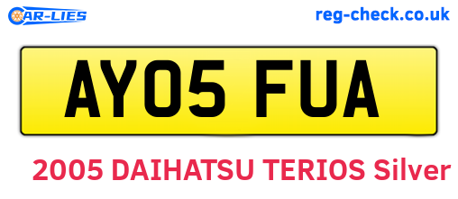 AY05FUA are the vehicle registration plates.