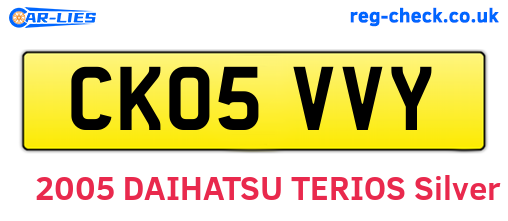 CK05VVY are the vehicle registration plates.