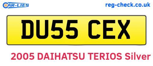 DU55CEX are the vehicle registration plates.