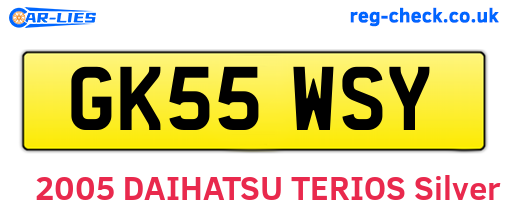 GK55WSY are the vehicle registration plates.