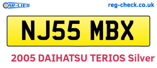 NJ55MBX are the vehicle registration plates.
