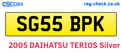 SG55BPK are the vehicle registration plates.