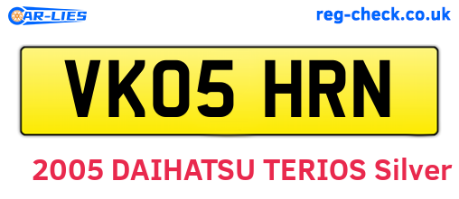 VK05HRN are the vehicle registration plates.