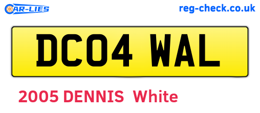 DC04WAL are the vehicle registration plates.