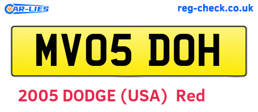 MV05DOH are the vehicle registration plates.