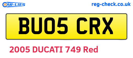 BU05CRX are the vehicle registration plates.