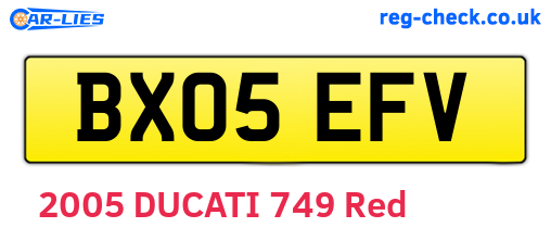 BX05EFV are the vehicle registration plates.