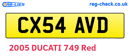 CX54AVD are the vehicle registration plates.