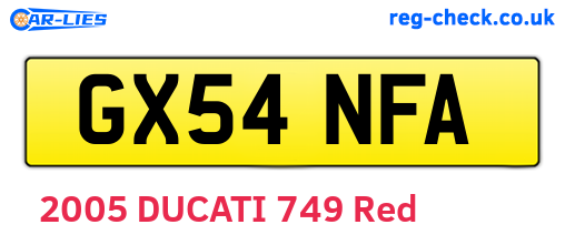 GX54NFA are the vehicle registration plates.
