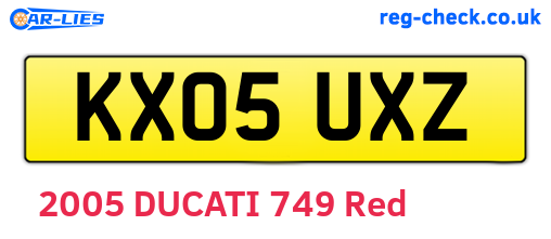 KX05UXZ are the vehicle registration plates.