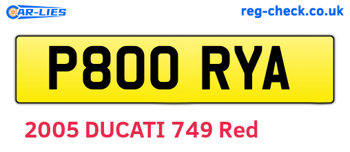 P800RYA are the vehicle registration plates.