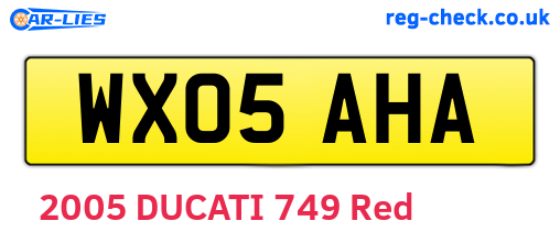 WX05AHA are the vehicle registration plates.