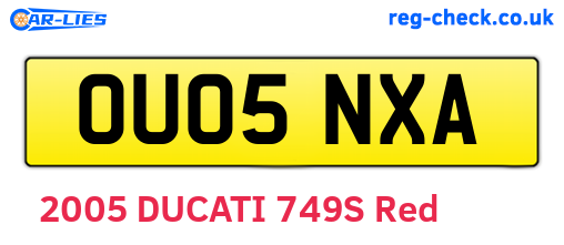 OU05NXA are the vehicle registration plates.