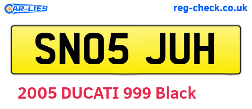 SN05JUH are the vehicle registration plates.