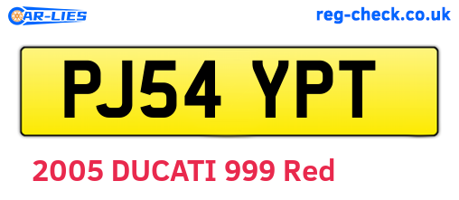 PJ54YPT are the vehicle registration plates.