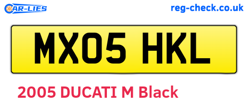 MX05HKL are the vehicle registration plates.