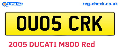 OU05CRK are the vehicle registration plates.