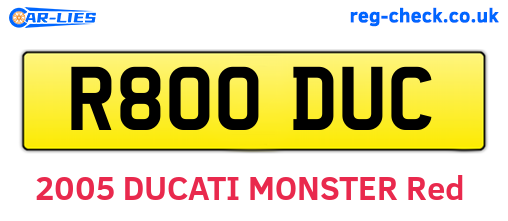 R800DUC are the vehicle registration plates.