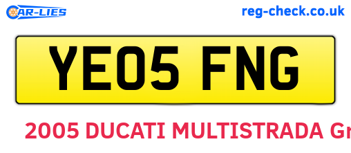 YE05FNG are the vehicle registration plates.