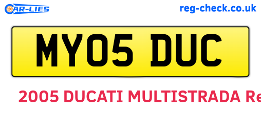 MY05DUC are the vehicle registration plates.