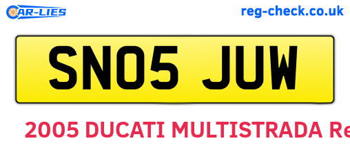 SN05JUW are the vehicle registration plates.