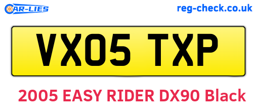 VX05TXP are the vehicle registration plates.